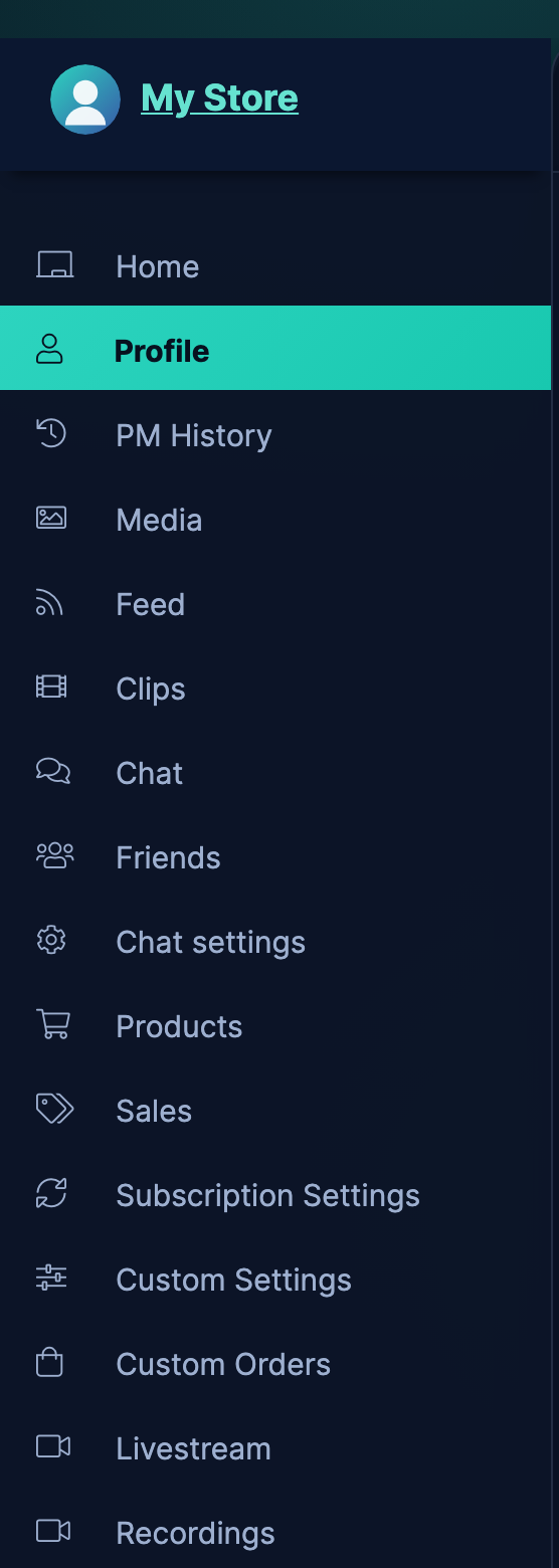 The /store-manager/my-profile/ page with all the profile sections shown.