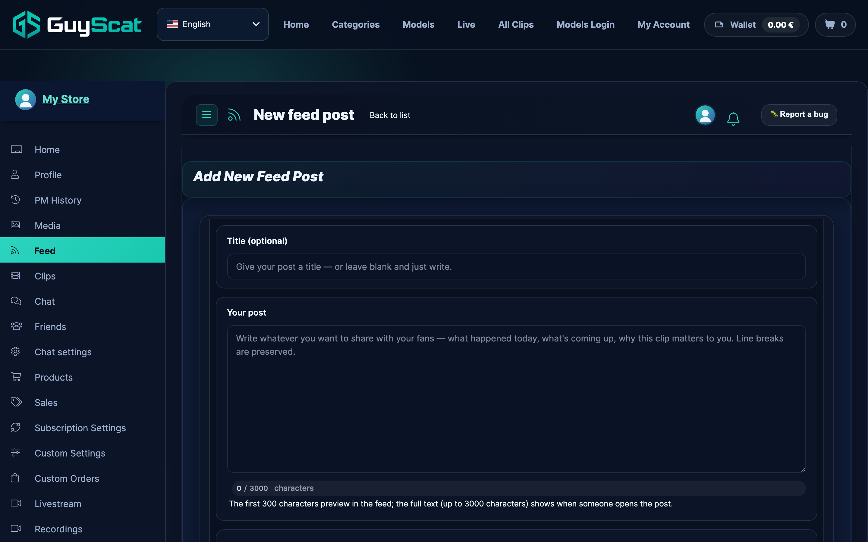 The new post form, from the top