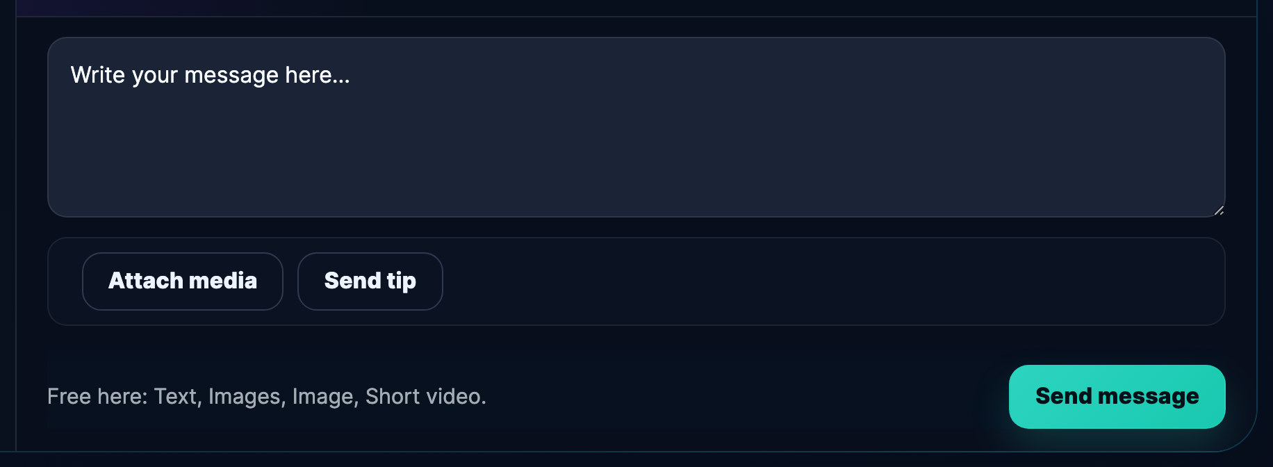 Message composer with Attach media, Send tip and Send message.