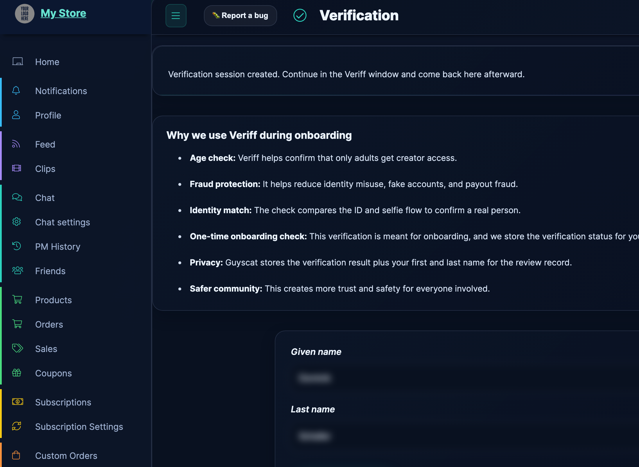 The identity-check intro screen explaining the steps: ID, selfie, confirmation.