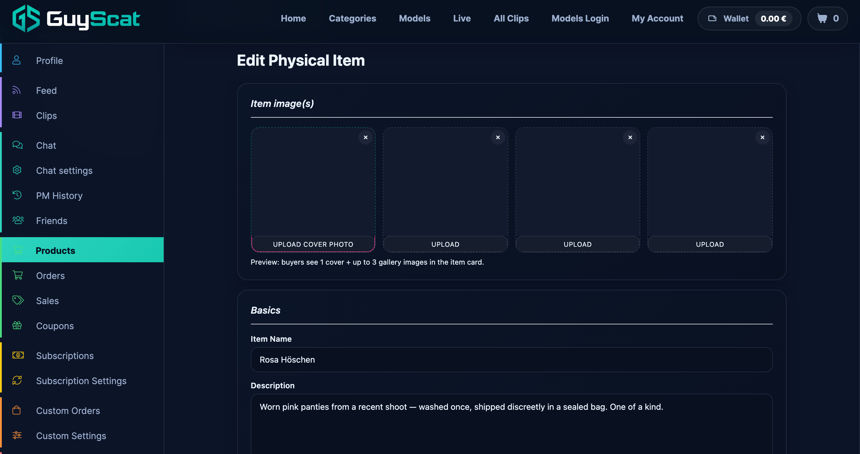 The Create / Edit Physical Item form.