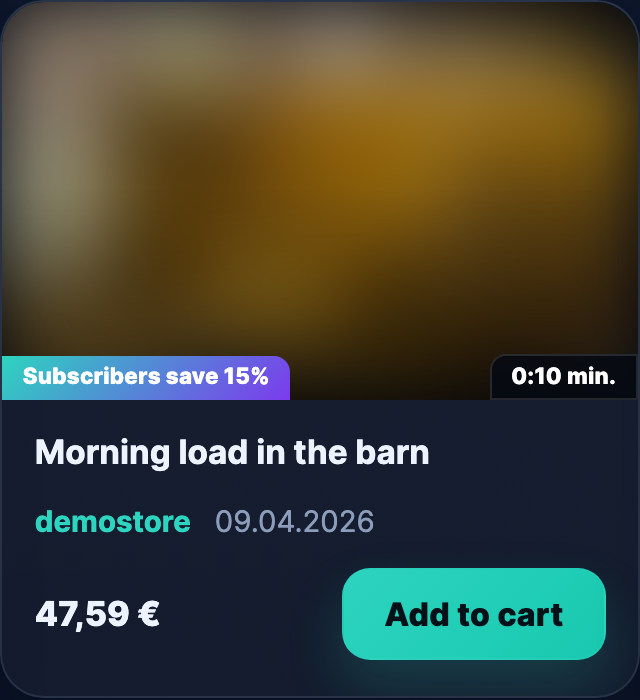 Non-subscriber view — the "Subscribers save 15%" teaser badge on the clip card.