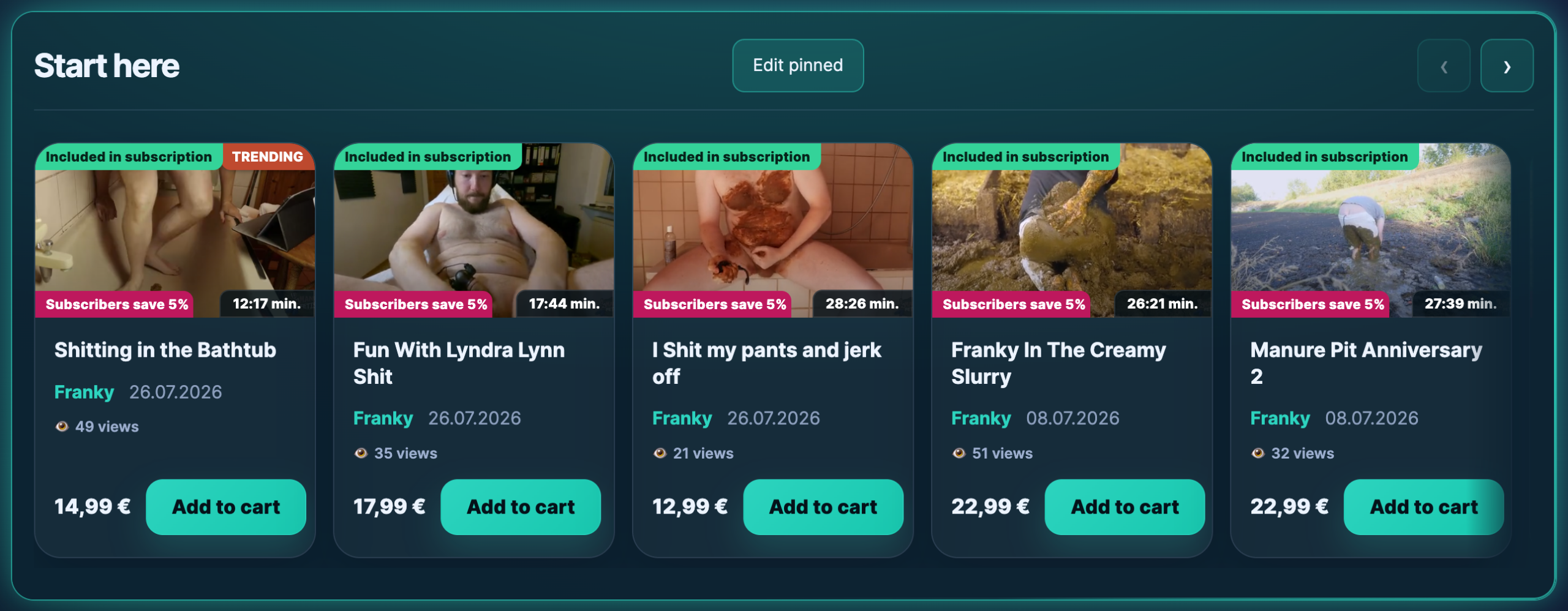 The pinned row sits on your store page directly above Top Selling Content.